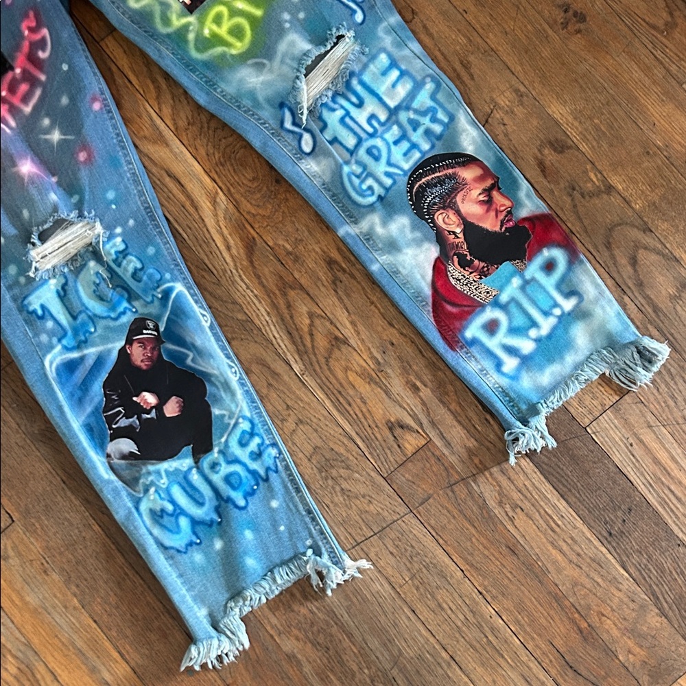 Colorful Graphic Denim Overalls - Picture 4 of 8